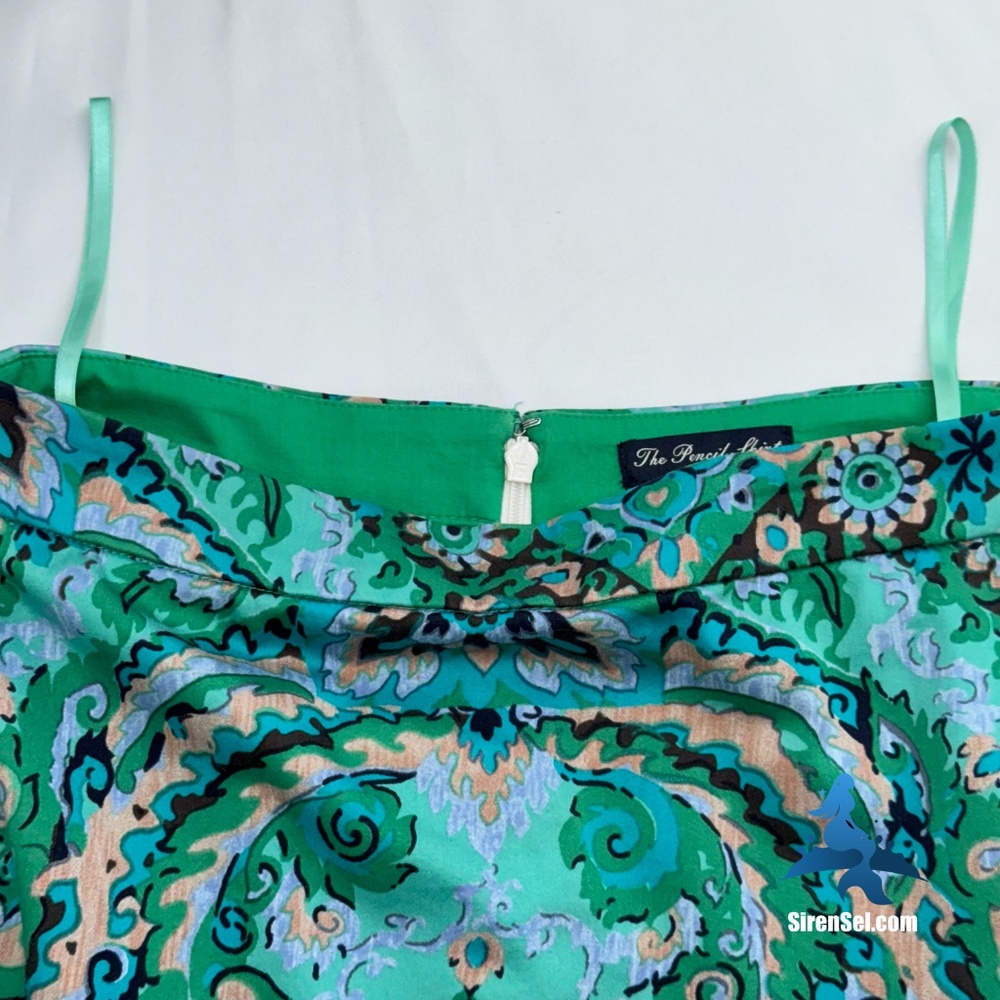 1169 J. Crew The Pencil Skirt - Size 2 - Casbah Green Medallion Print - Picture 3 of 9
